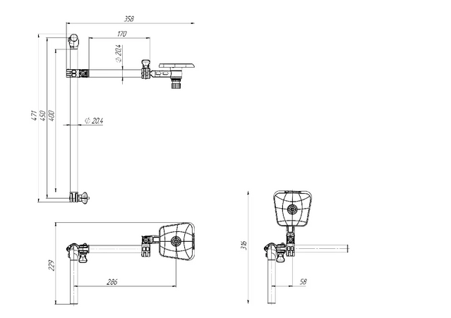 FASTEN platform for echo sounder 100*100 mm with sensor (transducer) mount (Ft601)